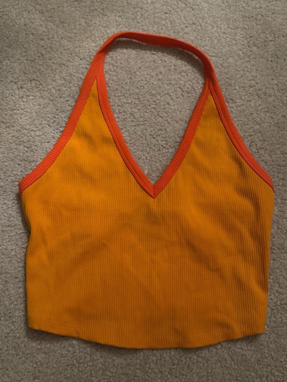 Target Orange Halter Ribbed Crop Top with Contrast Trim NEW WITH TAGS